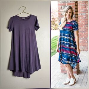 LuLaRoe Carly Purple Flutter Sleeve A-Line Dress Size XS